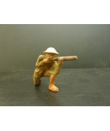 Vintage Grey Iron Toy Soldier Doughboy Kneeling with Rifle in Orange Boots - $341.70 MXN