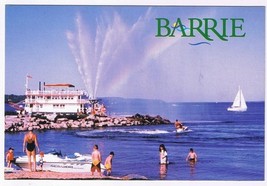 Postcard Barrie Ontario People At Beach Boats - $3.95