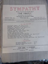 Sympathy  The Firefly Comedy Opera 1912 Voice Piano Friml Hauerbach sheet music - £19.58 GBP