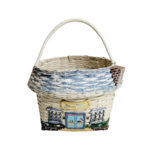 Rosenthal Netter Flower Shop Basket 16&quot; with Handle Woven Wicker Painted 1988 - £22.15 GBP