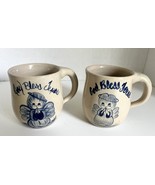2 Vintage Mugs &quot;God Bless Texas&quot; Yesteryears Pottery Marshall Texas Hand... - $54.81 CAD