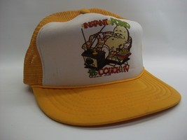 Instant Potato Add Couch TV Joke Gag Hat VTG Yellow White Snapback Trucker Cap - £15.66 GBP