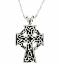 Jewelry Trends Womans Small Celtic Cross Trinity Knot Sterling Silver Pendant Ne - £29.01 GBP