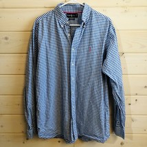 Ralph Lauren 100% Cotton Button Front Shirt Mens XL Blue White Check Pin... - $19.00