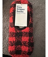 Old Navy Women’s Red Plaid Cozy Gripper Socks One Size - $9.89