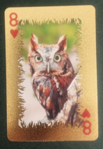 Animal-Themed Golden Foil PVC Mini Playing Card Owl 8 Hearts - $1.84