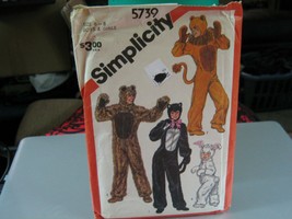 Simplicity 5739 Kid&#39;s Bunny, Lion, Kitty &amp; Bear Costume Pattern - Size 6-8 - $6.24