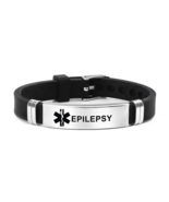 EPILEPSY Medical Alert ID Adjustable Bracelet Made of Silicone/Stainless... - £3.90 GBP