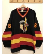 Vintage MENS Medium Native First Nations Indian Head #8 Hockey Saxon Jersey - $47.56