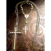 Bracelet Rosary~Silver Cross Necklace - $17.82