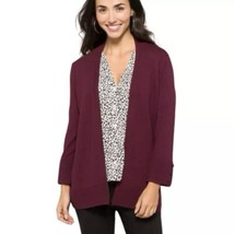 Evolution By Cyrus Myna Ancho Chile Burgundy Button Sleeve Open Cardigan... - $34.99