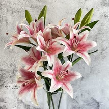 Yalzonemet Artificial Stargazer Lily Flowers, 2 Pcs., 28 Inches, Fake Real Touch - £26.05 GBP