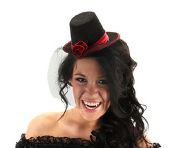 SteamPunk Cosplay Vampire Little Victorian Black and Red Top Hat Mini NE... - £12.15 GBP
