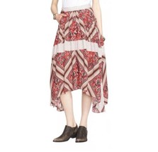 Free People Skirt Size 8 Paradise Printed High-Low Maxi BoHo Pimento Combo Red - ₹2,766.51 INR