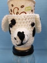 Dalmatian Damation Black Whit Dog Crochet Handmade Cup Cozy Holder Gifts... - $24.95