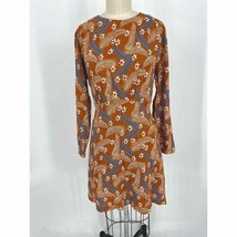 &amp; Other Stories Long Sleeve Mini Dress Sz 6 Orange Feather Floral Print - £30.69 GBP