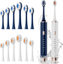 Blue &amp; White Electric Toothbrush for Adults, 2 Pack Electric Toothbrush,... - $23.99