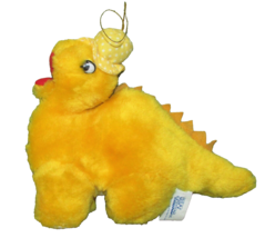 VINTAGE SOFT THINGS YELLOW DINOSAUR PLUSH 8&quot; STUFFED ANIMAL WITH HANGER ... - £8.50 GBP
