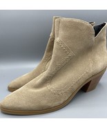 Rebecca Minkoff Womens Tan Suede Ankle Boots 9.5 Bootie Heel Career Casual - $26.03