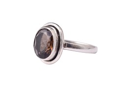 925 Sterling Silver Smoky Quartz Gemstone Handmade Women Ring For Festival Gift - £28.75 GBP
