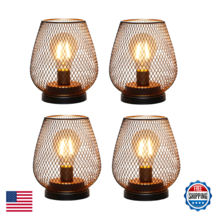 TRIROCKS 4-Pack LED Table Lanterns, Battery Op, Metal Cage, Cordless, Timer - $74.58