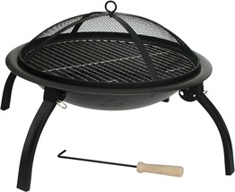 Fire Sense 60873 Fire Pit Portable Folding Round Steel With Folding Legs, 22&quot; - £52.74 GBP