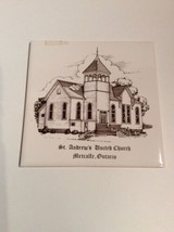 Vtg Trivet Ceramic Accent Tile St Andrews United Church MetCalf Ontario 6x6 AA - £7.12 GBP