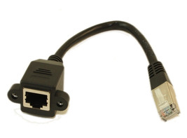 8Inch Network Male/Female Panel Connect Cat5E Shielded Gold Plated Blac - £15.65 GBP