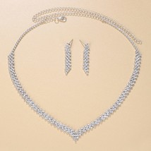 StoneFans Lozenge Necklace Earrings Set Aesthetic Women Bridal Accessories State - £25.08 GBP