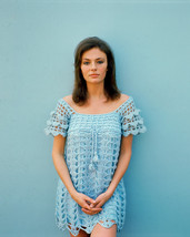 Jacqueline Bisset Sexy in Short Crochet Blue Dress 1960s 16x20 Canvas Giclee - £54.92 GBP