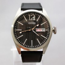 New Guess W0658G2 Date, Black Leather Band IP Steel Case Men Watch - £75.54 GBP