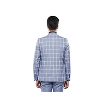 Men 3pc European Vested Suit WESSI by J.VALINTIN Extra Slim Fit JV30 blue plaid image 8