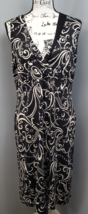 INC International Concepts Sheath Dress Women XL Black White Paisley Wrap V Neck - £20.86 GBP