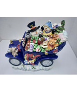 Holiday Ceramic Cookie Jar: Vintage Snowman Couple in Blue Car by Omni O... - £97.63 GBP