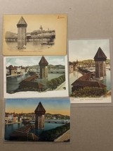 Vintage Luzern Switzerland Kapellbrucke Mit Wasserturm Lot Of 4 Postcards - £14.00 GBP