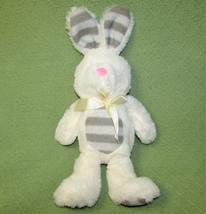 18&quot; Dan Dee Rabbit Plush Grey Striped Bunny Stuffed Animal White Yellow Ribbon - £9.06 GBP