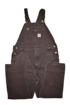 Carhartt Bib Overalls Mens 40x30 Brown Duck Canvas Workwear Faded Relaxe... - £52.39 GBP