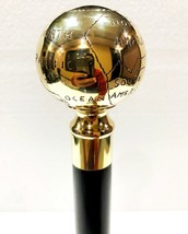 Vintage Messing Globus Griff aus Holz klappbar Compaq schwarz Spazierstock - £28.99 GBP