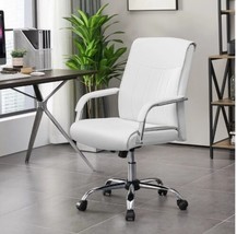 Erogonomic Elegant White Sturdy Faux Leather Computer Office Chair - £126.09 GBP