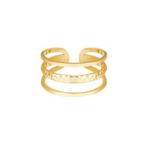 Jewelry: Sterling Silver 925 Cutout Multilayer Adjustable Gold-Plated Ri... - £24.39 GBP