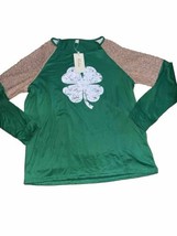 NWT Roshop Women’s Green Clover Gold Long Sleeve Shirt Size XL St. Patri... - £17.99 GBP