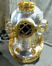 Vintage Diving Helmet Heavy Model Silver and Gold Plated Perfect Mark V Helmets - £1,709.08 GBP