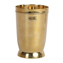 HANDTECHINDIA Pure Brass Glass Tumbler with Beautiful Design, for Drinking Servi - £23.25 GBP