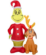 Gemmy 4ft Grinch Who Stole Christmas Grinch and Max Airblown Inflatable ... - £38.54 GBP