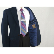 Mens Suit Turkey Flannel Jacket Peak Lapel One Button 20-02 Navy Wessi JValintin image 3