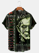 Classic Horror Monster Movie Frankenstein 3D Printed Unisex Button Up Shirt Tops - £8.15 GBP+