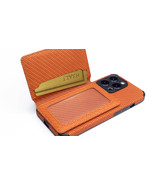 Patterned PU Leather Case (Tan) w/Credit Card, ID Wallet iPhone 13/Pro/P... - $24.45 CAD