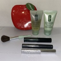 Clinique Makeup Lot Of 7 Items Mascara Facial Soap Apple Travel Bag Brush - $23.16