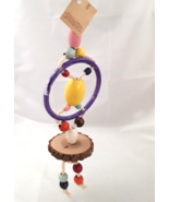 bird toys cockatiel hanging wood beads rope Rings 16&quot; Quaker Parrot Bird... - £10.84 GBP