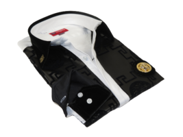 Men Sports Shirt by DE-NIKO Medallion Lion design Satin Cotton 2023 White Slim - £39.31 GBP